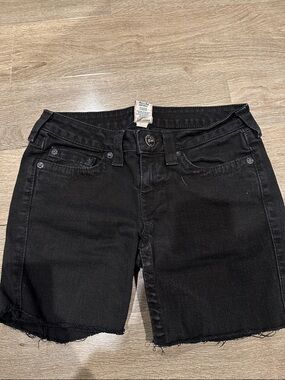 True Religion Women's Black Cutoff Denim Shorts